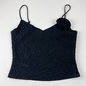 ASTR Tank Top Womens Large Black Textured Sleeveless Blouse Cami NWT NEW